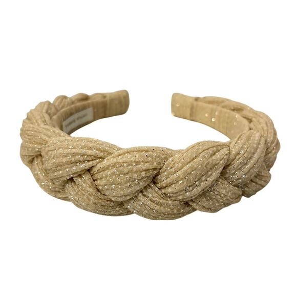 Loeffler Randall “Lilac” Braided Headband Beige with Sparkles - Picture 2 of 4